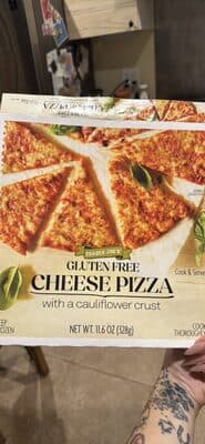 GLUTEN FREE CHEESE PIZZA with a cauliflower crust