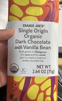 Single Origin Organic Dark Chocolate with Vanilla Bean