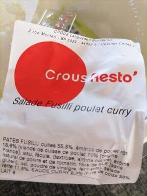 Salade fuilli poulet curry