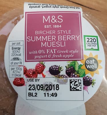 Bircher style summer muesli Greek style yogurt