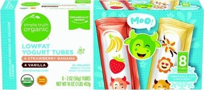Strawberry Banana, Vanilla Lowfat Yogurt Tubes