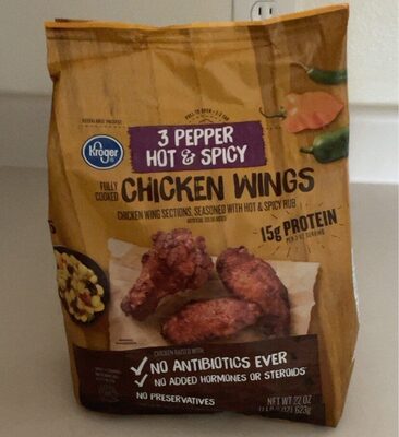 3 Pepper Hot & Spicy Fully Cooked Chicken Wings