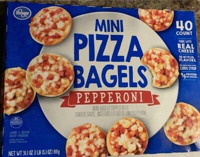 Topped With Tomato Sauce, Mozzarella Cheese And Pepperoni Mini Pizza Bagels