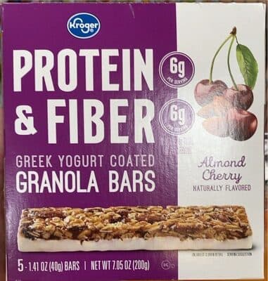 Almond Cherry Flavored Protein & Fiber Greek Yogurt Coated Granola Bars