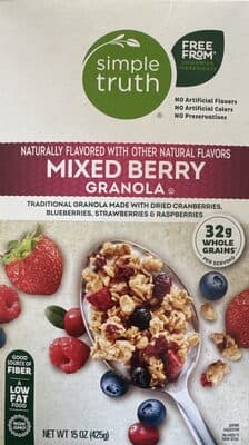 Mixed Berry Traditional Granola Made With Dried Cranberries, Blueberries, Strawberries And Raspberries
