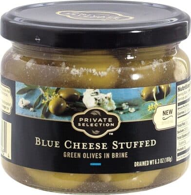Blue Cheese Stuffed Green Olives in Brine