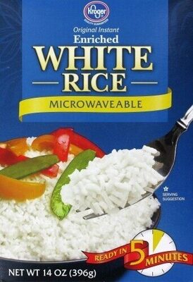 Instant microwaveable white rice