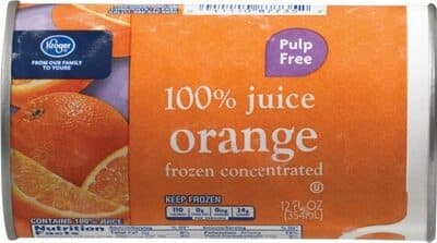 KROGER, FROZEN CONCENTRATED 100% JUICE, ORANGE, ORANGE