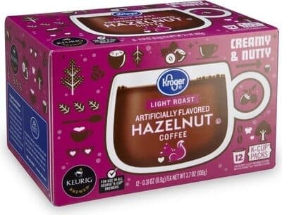 Light roast hazelnut coffee k-cup pods