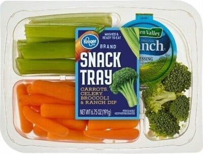 Carrots celery broccoli & ranch dip snack tray