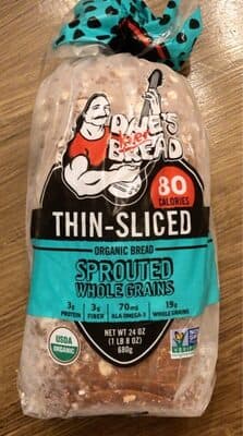 Thin sliced sprouted whole grains
