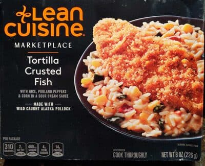 Tortilla Crusted Fish With Rice, Red Peppers & Corn In A Creamy Cilantro Lime Sauce