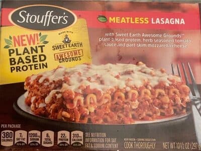 Meatless with Sweet Earth Awesome Grounds Plant-Based Protein, Herb Seasoned Tomato Sauce and Part-Skim Mozzarella Cheese Lasagna