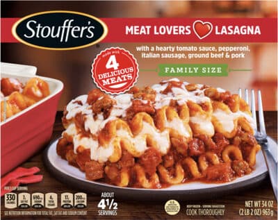 Meat Lovers Lasagna With A Hearty Tomato Sauce, Pepperoni, Italian Sausage, Ground Beef And Pork