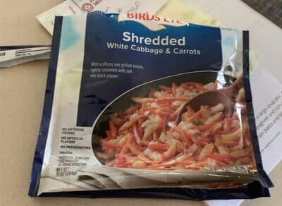 White Cabbage & Carrots with Scallions and Grilled Onions, Lightly Seasoned with Salt and Black Pepper Shredded Veggies