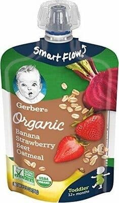 Organic banana strawberry beet oatmeal toddler pouch