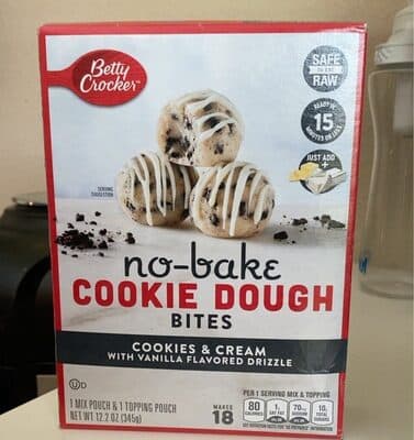 Cookies & Cream with Vanilla Flavored Drizzle No-Bake Cookie Dough Bites