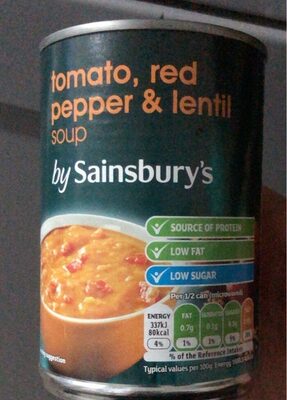 Tomato, red pepper &lentil soup