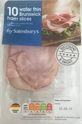 Sainsburys Wafer Thin Brunswick Ham slices