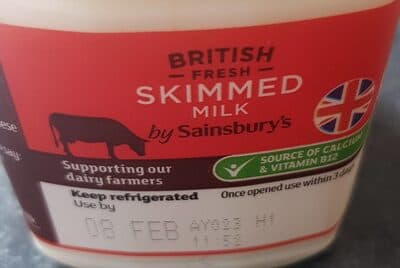 British fresh skimmed milk