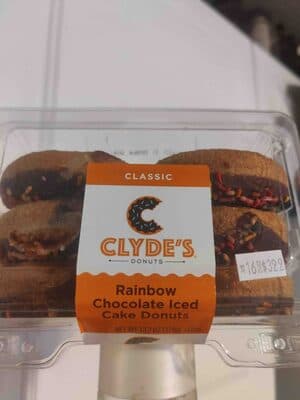 Rainbow Chocolate Iced Cake Donuts