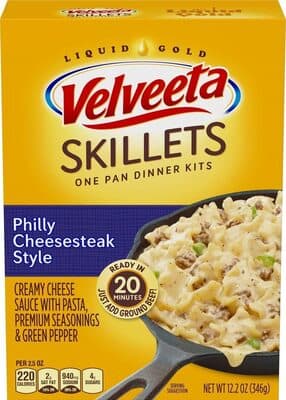 Philly Cheesesteak Style Creamy Cheese Sauce With Pasta, Premium Seasonings & Green Pepper One Pan Dinner Kits