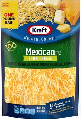 Mexican Style Four Cheese Shredded Monterey Jack, Cheddar, Asadero & Queso Quesadilla Cheeses