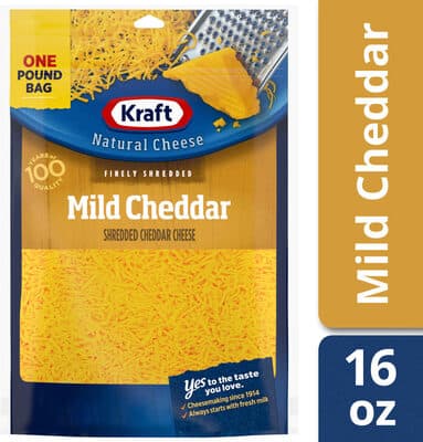 Kraft, Finely Shredded Cheese, Mild Cheddar