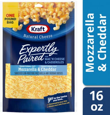 Mozzarella & Cheddar Low-Moisture Traditional Cut Shredded Natural Cheeses