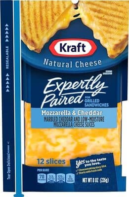 Marbled Cheddar and Low-Moisture Mozzarella Cheese Slices Expertly Paired for Grilled Sandwiches