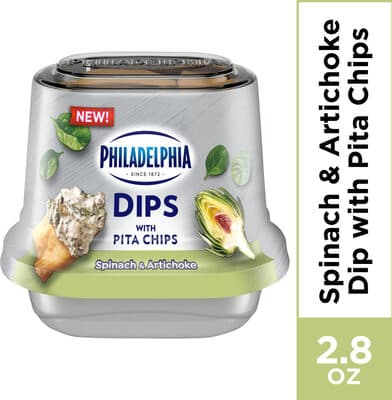 Spinach & Artichoke Cream Cheese Dip and Pita Chips