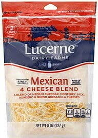 Mexican Style 4 Cheese Blend A Blend Of Monterey Jack, Cheddar, Asadero & Queso Quesadilla Cheeses