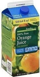 100% Orange Juice From Concentrate