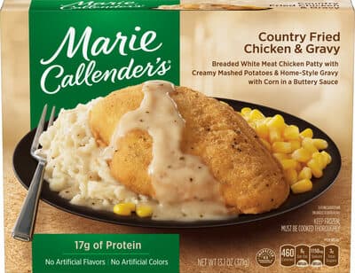 Country Fried Chicken & Gravy Breaded White Meat Chicken Patty With Creamy Mashed Potatoes & Home-Style Gravy With Corn In A Buttery Sauce