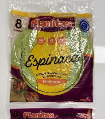 Tortillas de harina de trigo Espinaca