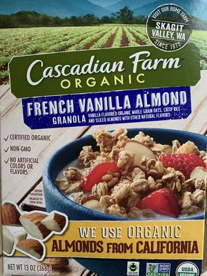 French Vanilla Almond with Vanilla Flavored Organic Whole Grain Oats, Crisp Rice and Sliced Almonds Granola