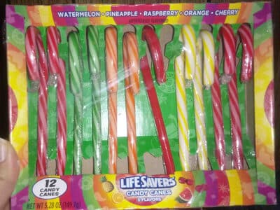 5 Flavors Candy Canes, Watermelon, Pineapple, Raspberry, Orange, Cherry