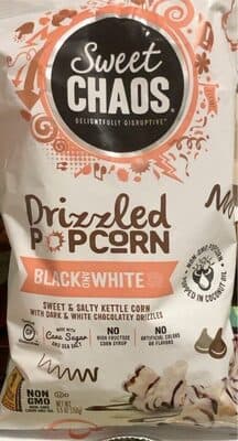 Chocolatey Double Drizzle Flavored Sweet & Salty Kettle Corn With Dark & White Chocolatey Drizzles