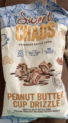 Peanut Butter Cup Drizzle Flavored Sweet & Salty Kettle Corn With Dark Chocolatey And Peanut Buttery Drizzles Handmade Kettle Corn