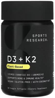 Sports Research, D3 + K2, Plant Based
