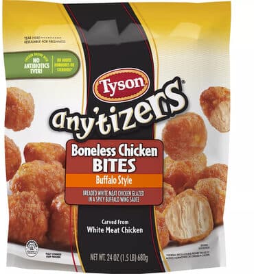 Buffalo Style Boneless Chicken Bites Breaded White Meat Chicken Glazed In A Spicy Buffalo Wing Sauce