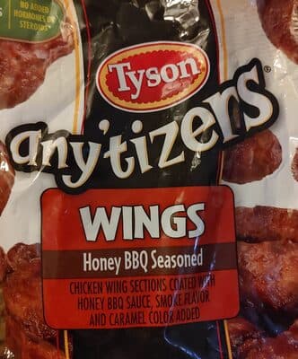 Honey BBQ Seasoned Wings Chicken Wing Sections Coated With Honey BBQ Sauce, Smoke Flavor And Caramel Color Added