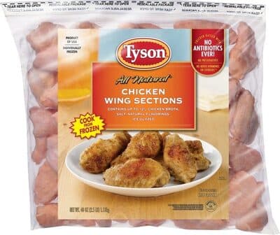 All natural chicken wing sections