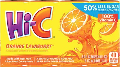 Orange lavaburst juice boxes