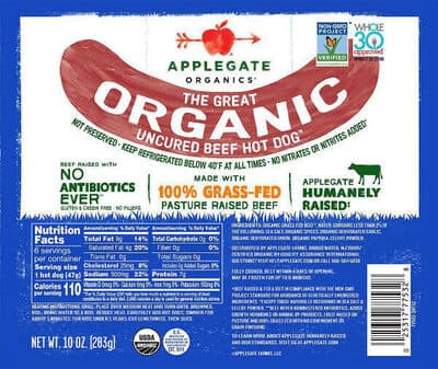 The Great Organic Uncured Beef Hot Dog