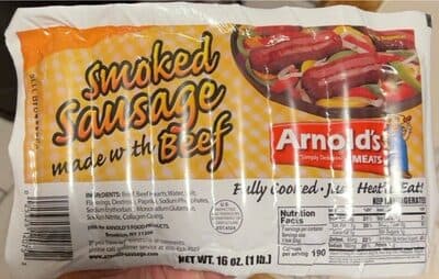 Smoked Sausage Made With Beef