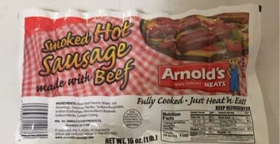 Smoked Hot Sausage Made With Beef