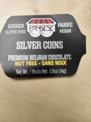 Silver Parve Chocolate Coins