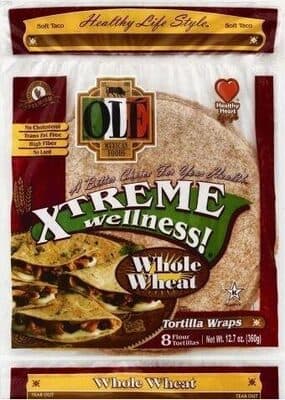 100% WHOLE WHEAT TORTILLA WRAPS