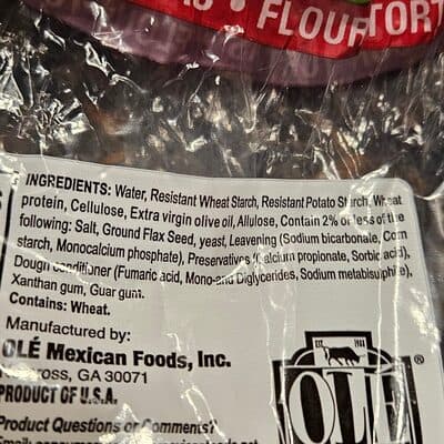High Fiber Zero Net Carbs Flour Tortillas